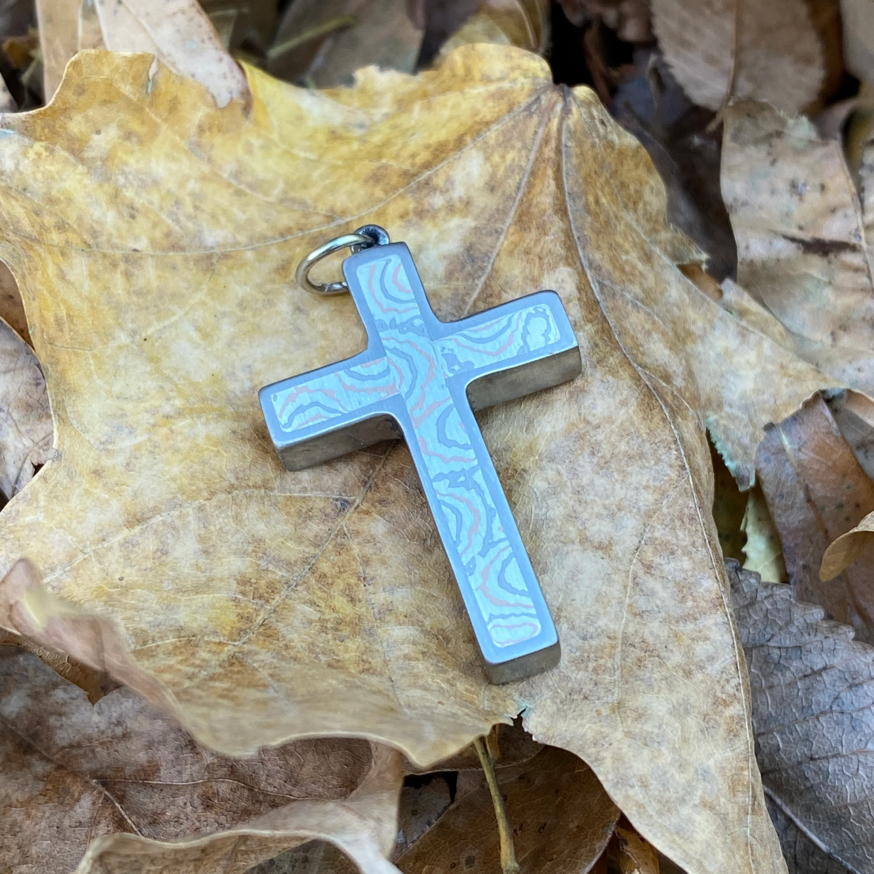 Mokume Cross Pendant - Image 4