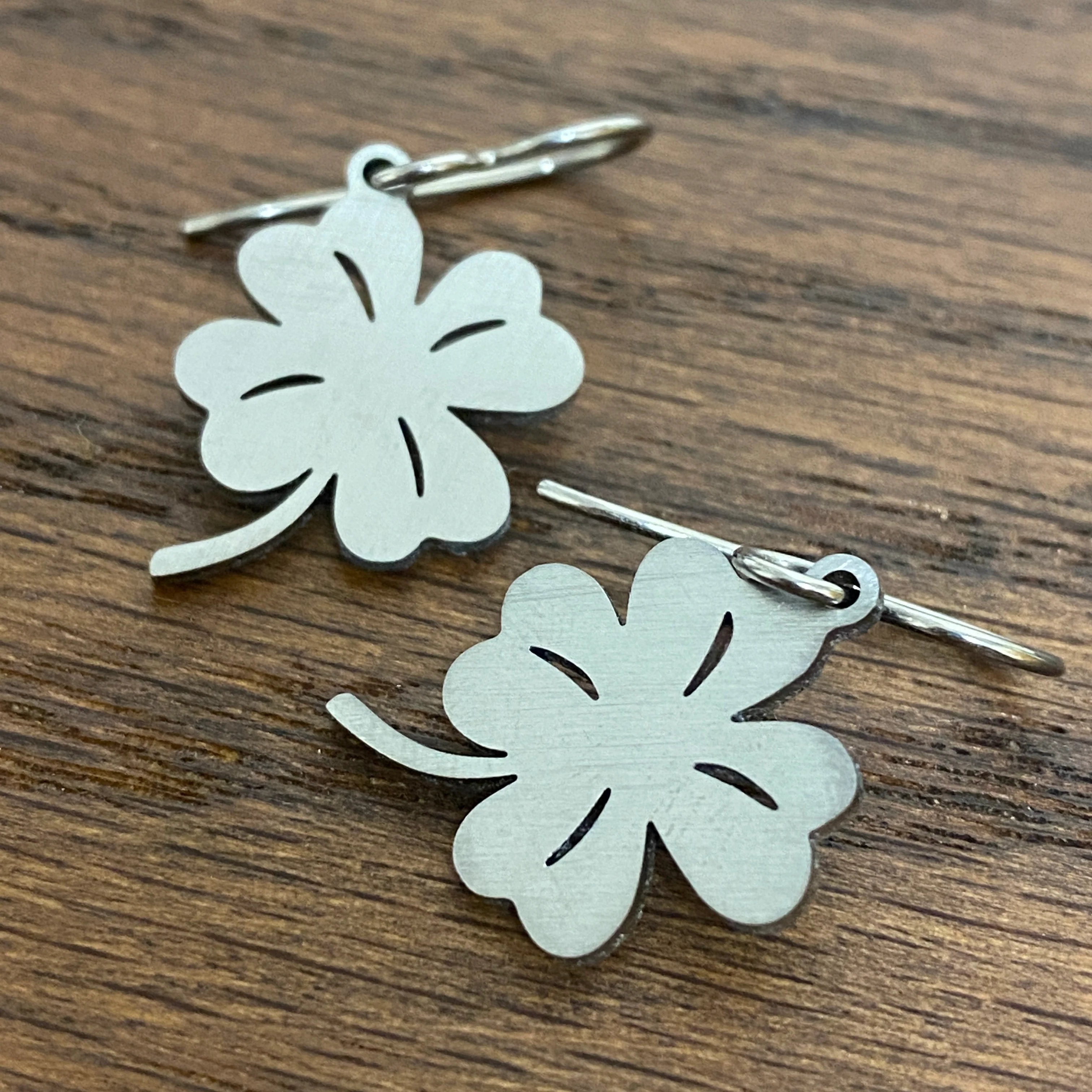 Titanium Four Leaf Clover Earrings - Image 2