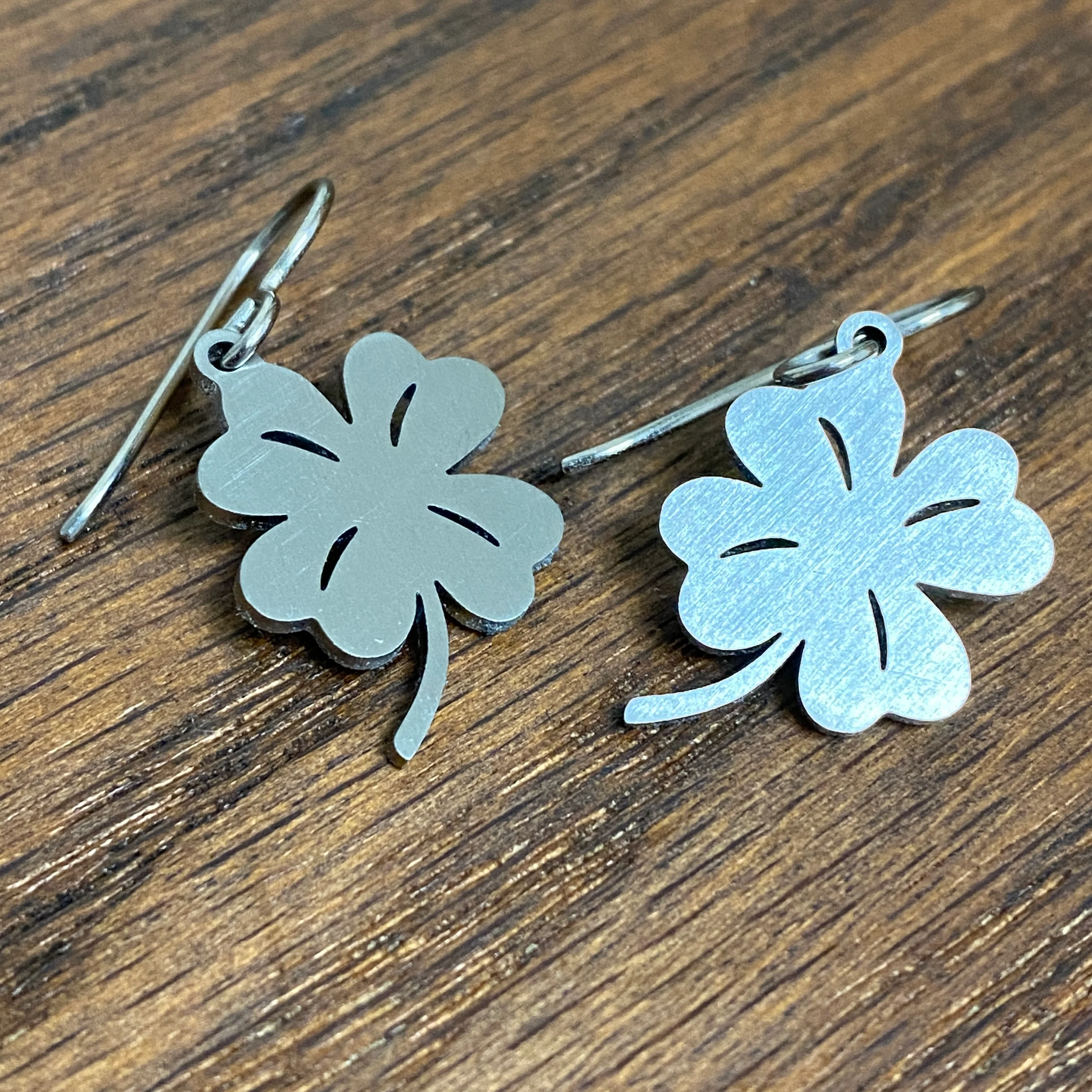Titanium Four Leaf Clover Earrings - Image 3