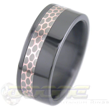 Offset SuperConductor Inlay in Black Zirconium Flat Ring in 8mm Width