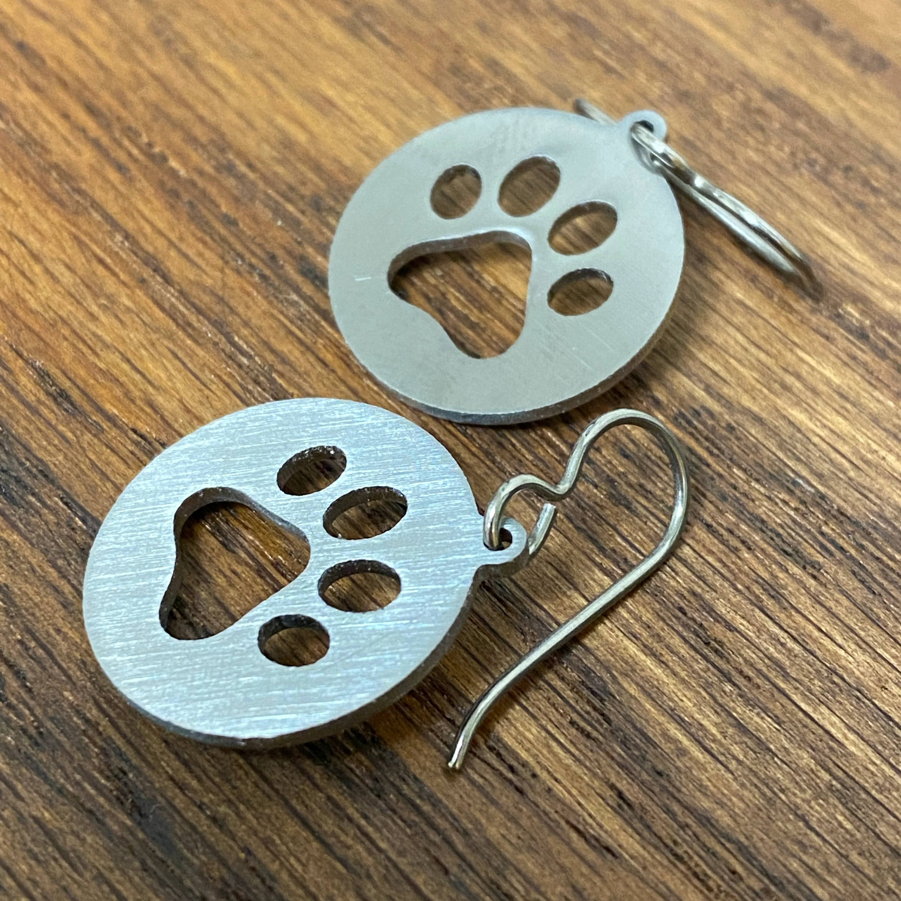 Titanium Paw Print Earrings - Image 2
