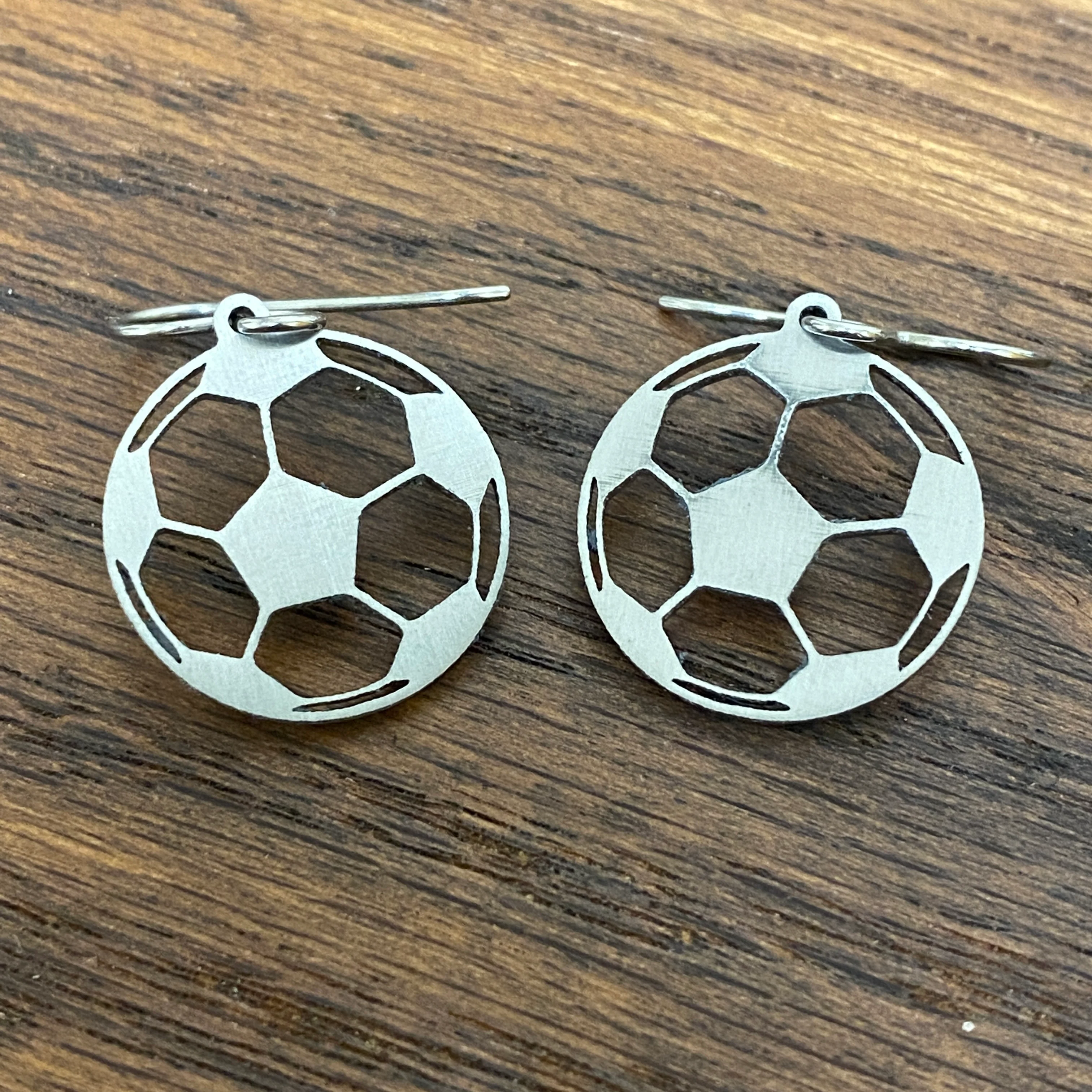 Titanium Soccer Ball Earrings - Image 2