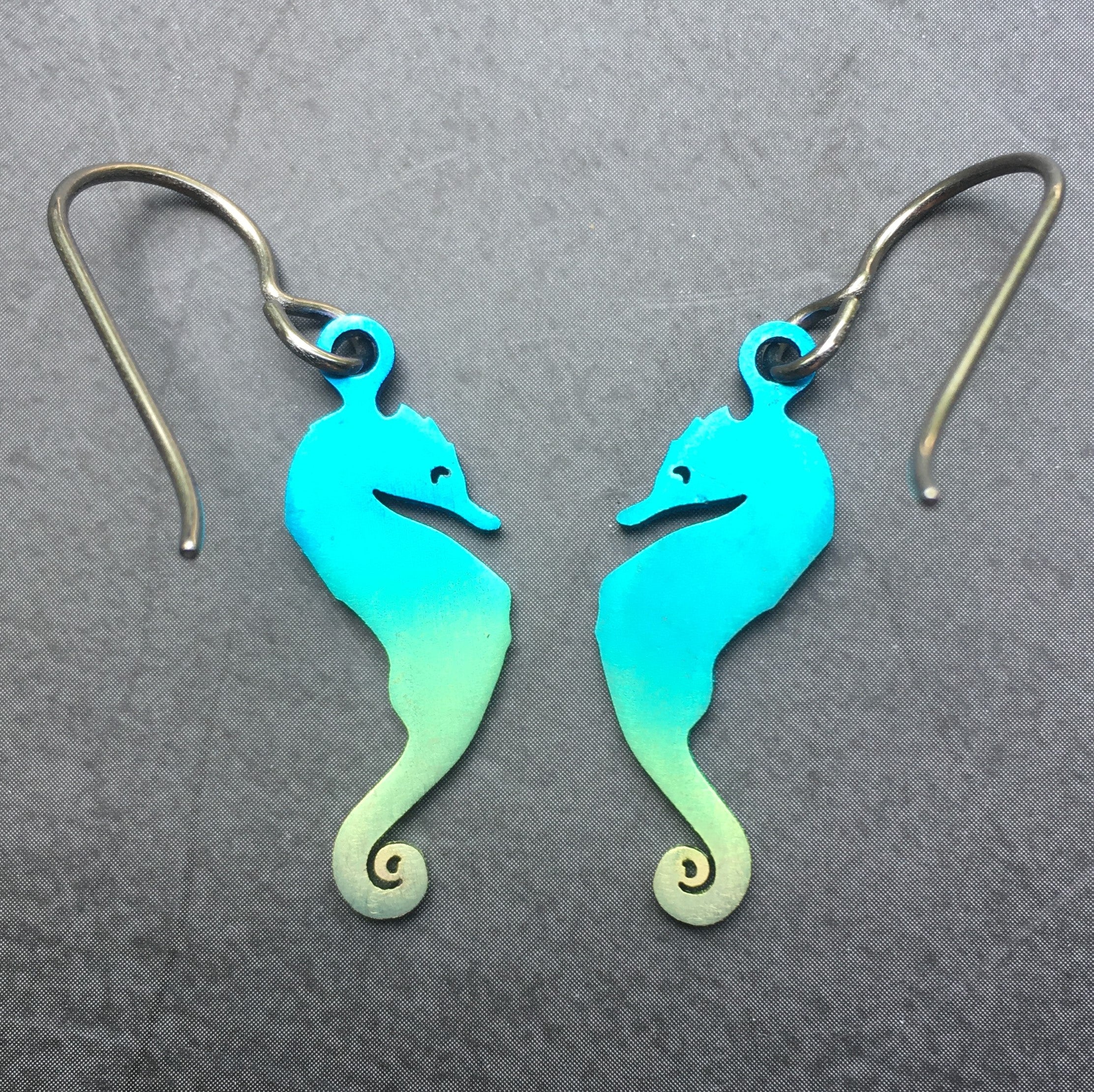 Titanium Sea Horse Earrings