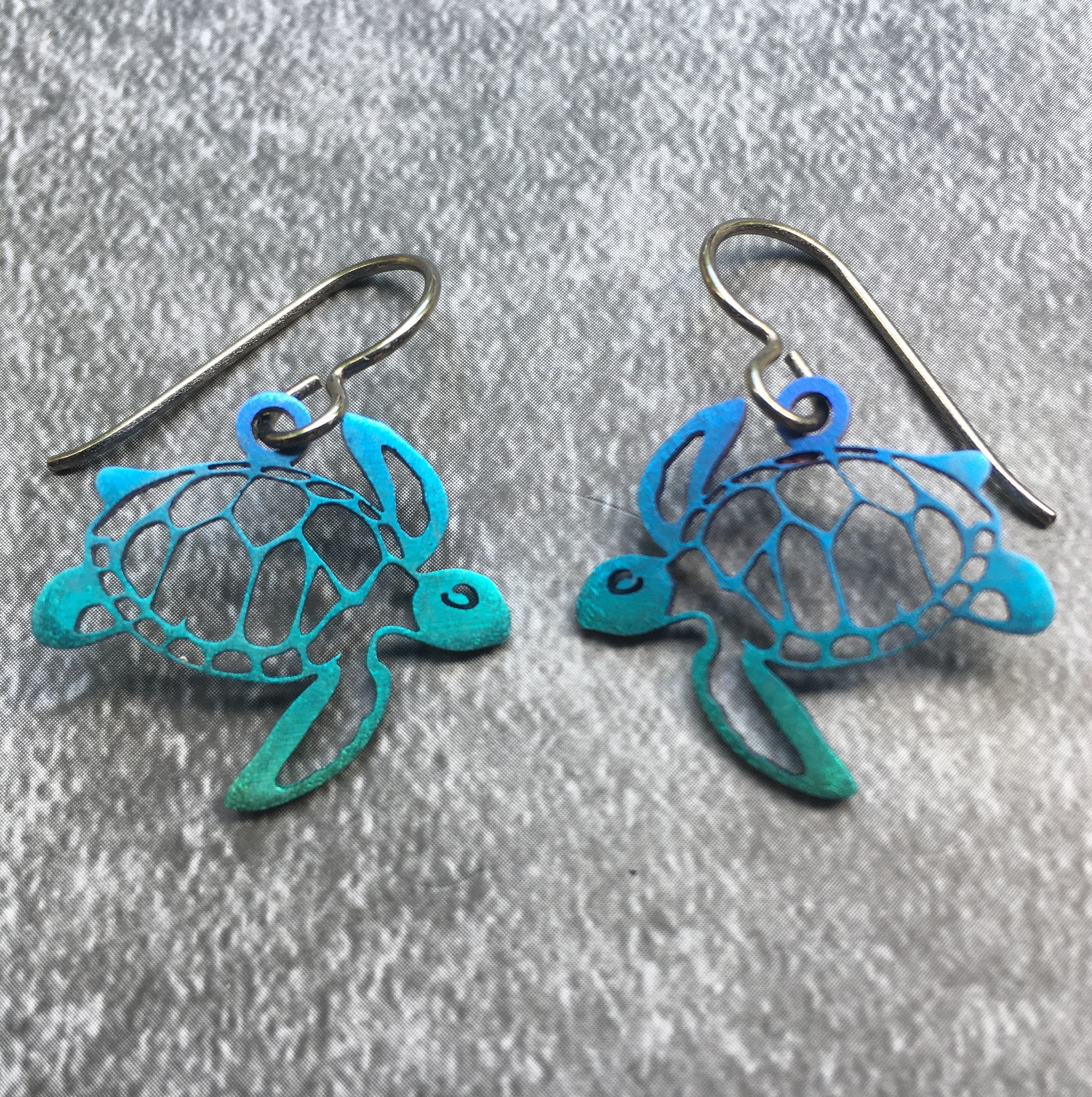 Titanium Sea Turtle Earrings